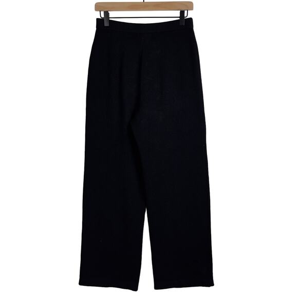 St. John Collection Santana Knit Wide Leg Hight Waist Black Wool Pants Size 4 - Picture 2 of 14